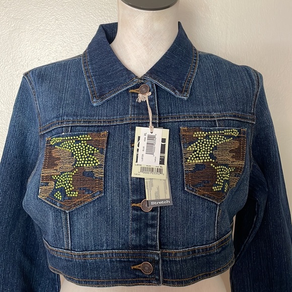 NWT Clash Jeans Cropped Jean Jacket. XL - Picture 2 of 9